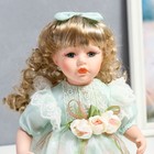 Кукла коллекционная керамика "Джудит в нежно-мятном платье с цветочками" 30 см - фото 3754996