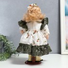 Кукла коллекционная керамика "Беатрис в атласном платье с розочками" 30 см - фото 6579038