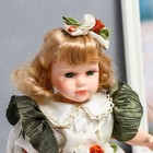Кукла коллекционная керамика "Беатрис в атласном платье с розочками" 30 см - фото 6579039