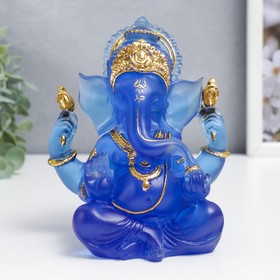 Сувенир полистоун "Ганеша - Индийское божество" синий с золотом 14х8х7 см