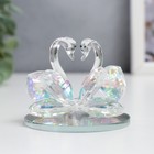 Сувенир стекло "Лебеди с бриллиантом" прозрачная голография 6,5х6х5 см - Фото 3