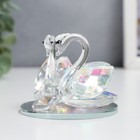 Сувенир стекло "Лебеди с бриллиантом" прозрачная голография 6,5х6х5 см - Фото 4