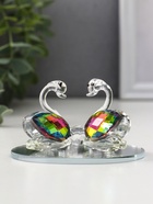 Фигурка стекло «Лебеди с бриллиантом», зелёная голография, 6.5×5×5 см - Фото 3
