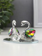 Фигурка стекло «Лебеди с бриллиантом», зелёная голография, 6.5×5×5 см - Фото 4
