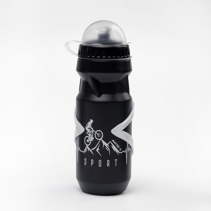 Бутылка для воды велосипедная "Мастер К.", 650 мл, с креплением, чёрная - Фото 1