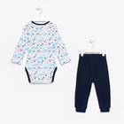 Комплект для мальчика (боди/штанишки), цвет белый/темно-синий, рост 68-74 - фото 54730051