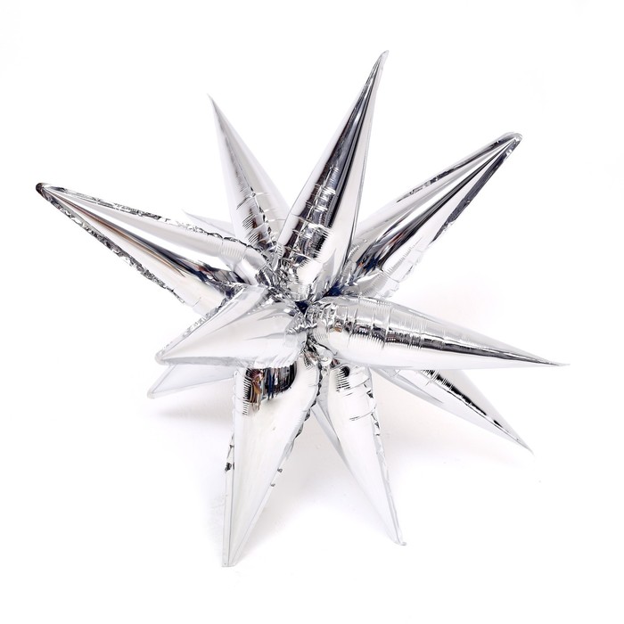 Шар воздушный фольгированный 26" «Звезда 3D составная», цвет серебристый, под воздух - Фото 1