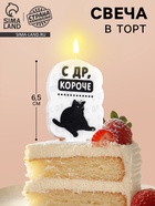 Свеча для торта «С др, короче», 6.5 см, белая - Фото 1