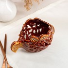 Конфетница "Рыба-шар", коричневая, сквозная резка, керамика, 11 см - Фото 4
