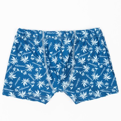 Плавки купальные для мальчика, цвет тёмно-синий/пальмы, рост 128 см