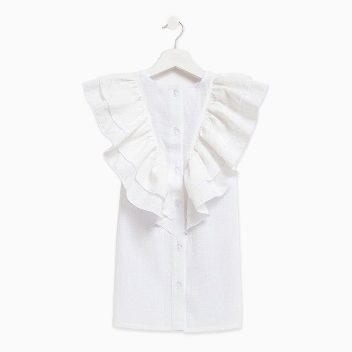 Платье для девочки MINAKU: Cotton Collection цвет белый, рост 140 - фото 1907422619