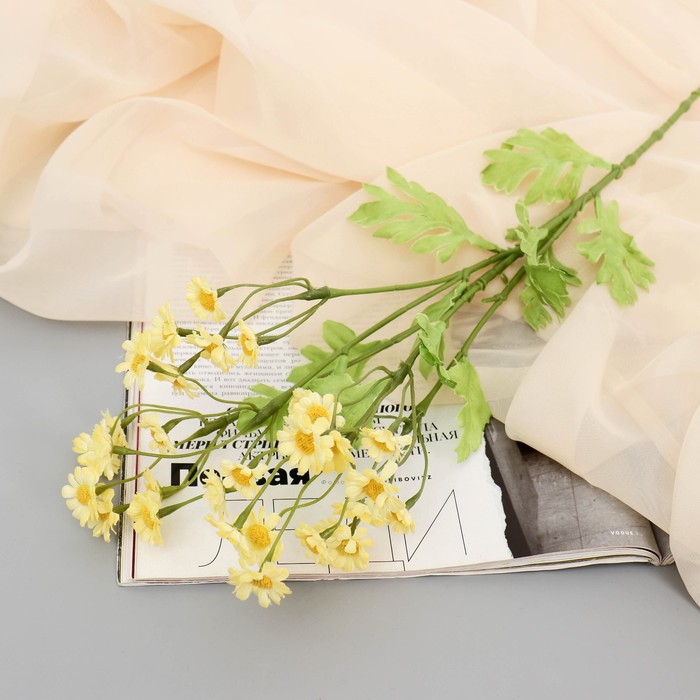 Цветы искусственные "Матрикария" d-2 см 40 см, жёлтый - Фото 1