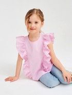 Блузка для девочки MINAKU: Cotton Collection, светло-сиреневая, рост 110 см - Фото 7