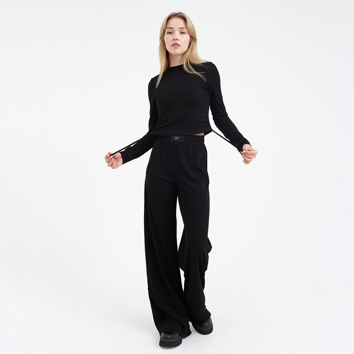 Костюм женский (лонгслив, брюки) MIST, размер 40, чёрный