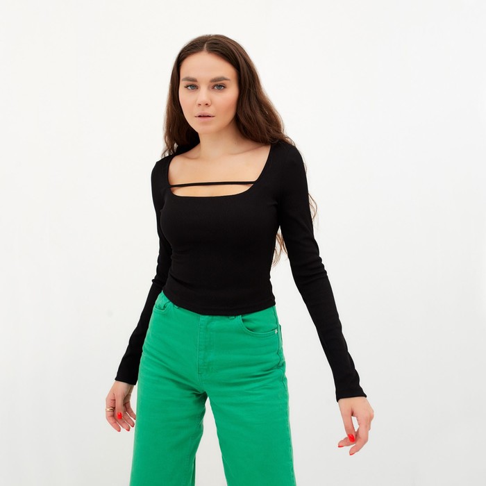 Джемпер женский с вырезом MIST, р. 44-46, чёрный