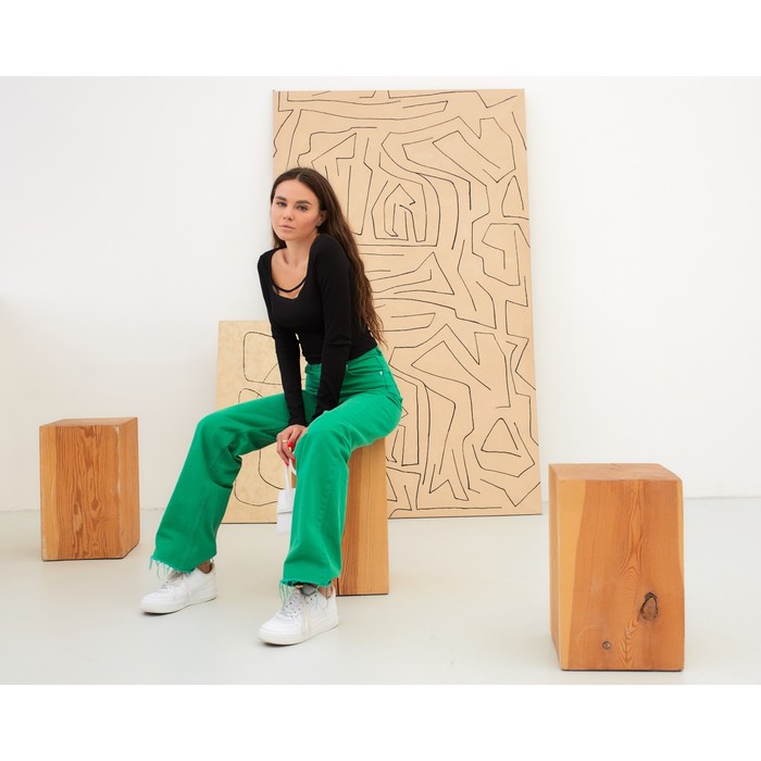 Джемпер женский с вырезом MIST, р. 48-50, чёрный 53637