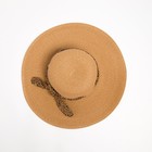 Шляпа женская MINAKU Leopard с лентой, бежевая, размер 56-58 - Фото 4