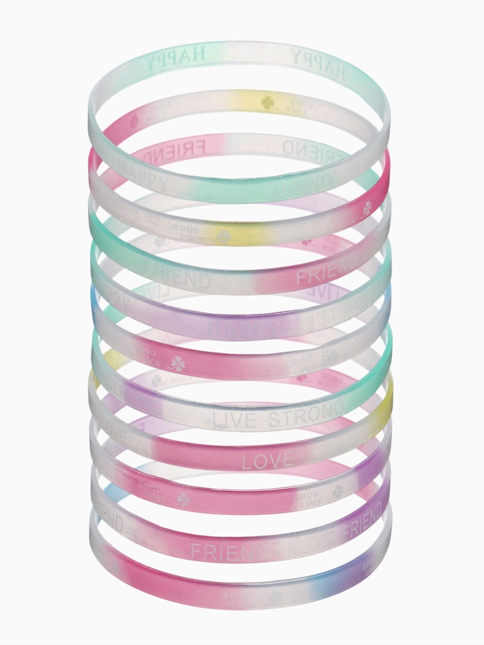 Силиконовый браслет «Светящийся», радость, набор 10 шт. цвет МИКС, 6 см - Фото 1