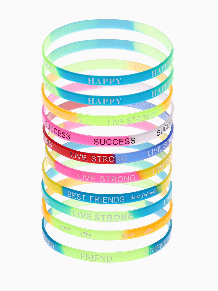 Силиконовый браслет «Настроение», набор 10 шт., цвет МИКС, 6 см - Фото 1