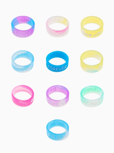 Силиконовое кольцо «Светоотражающее» любовь, набор 10 шт., цвет МИКС