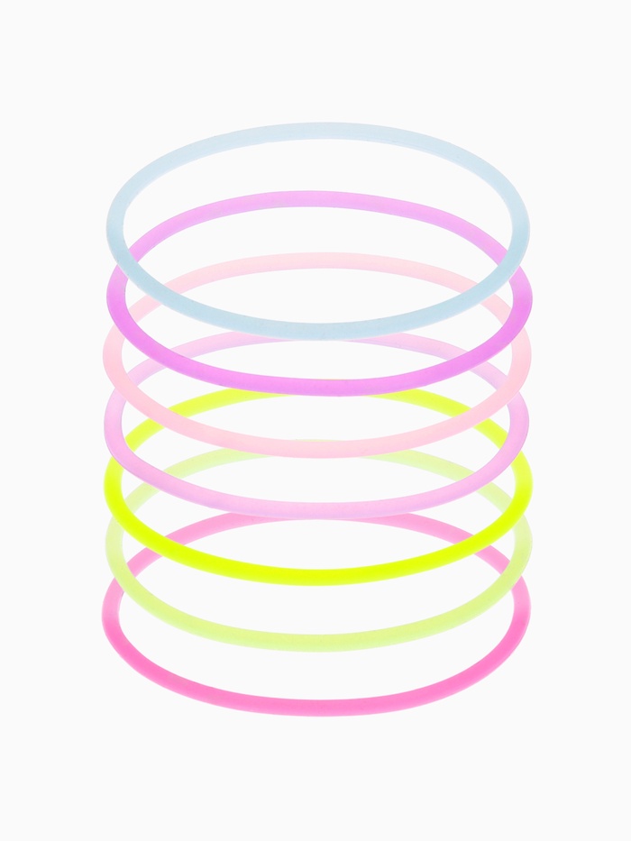 Силиконовый браслет «Светящийся» тонкая линия, набор 10 шт., цвет МИКС, 5.5 см - Фото 1
