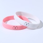 Силиконовый браслет "Мишка", набор 2 шт, цвет бело-розовый, 6см - фото 9676132