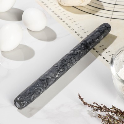 Скалка из мрамора Magistro, 25×2.2 см, чёрная