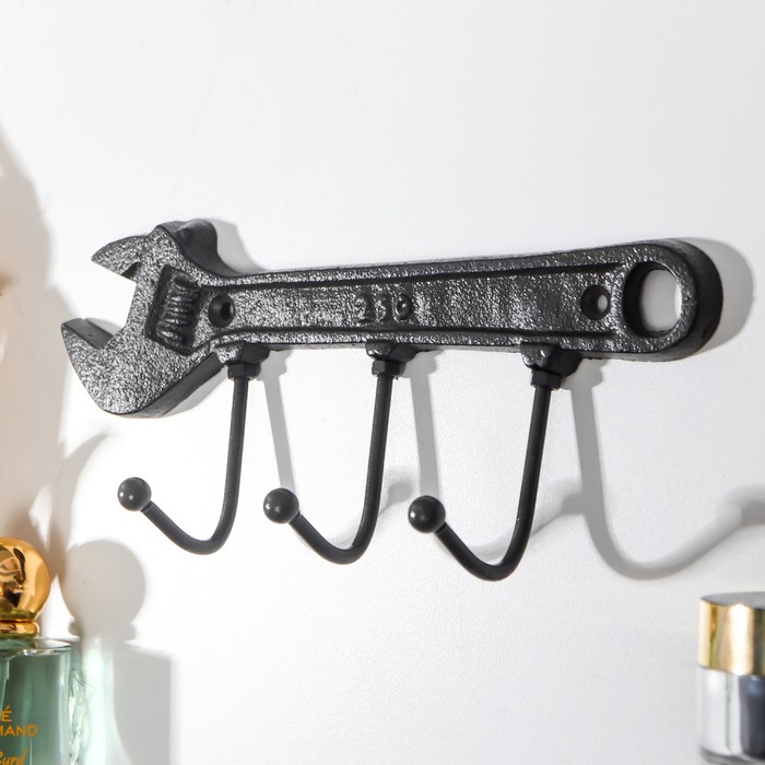 Крючки декоративные чугун "Разводной ключ" 11х24,5 см - Фото 1