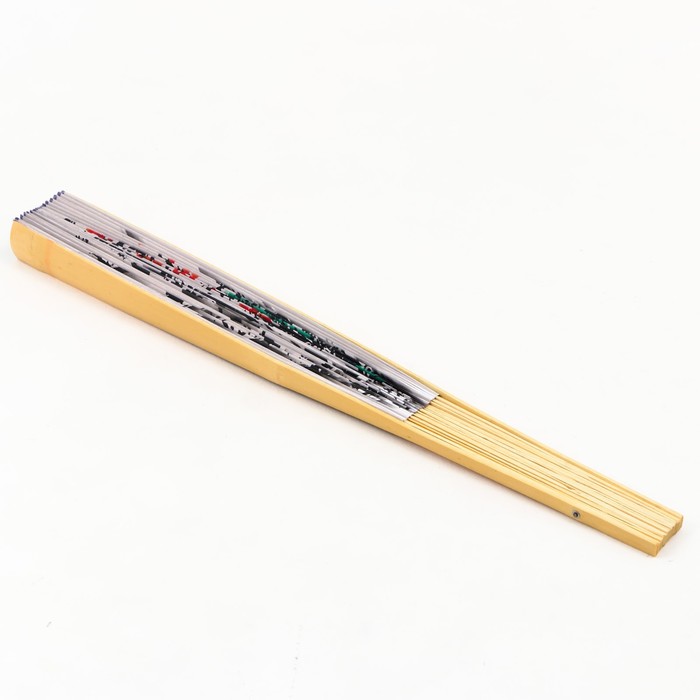 Веер бамбук, текстиль h=90 см "Мустанги и сакура" белый - фото 1888299010