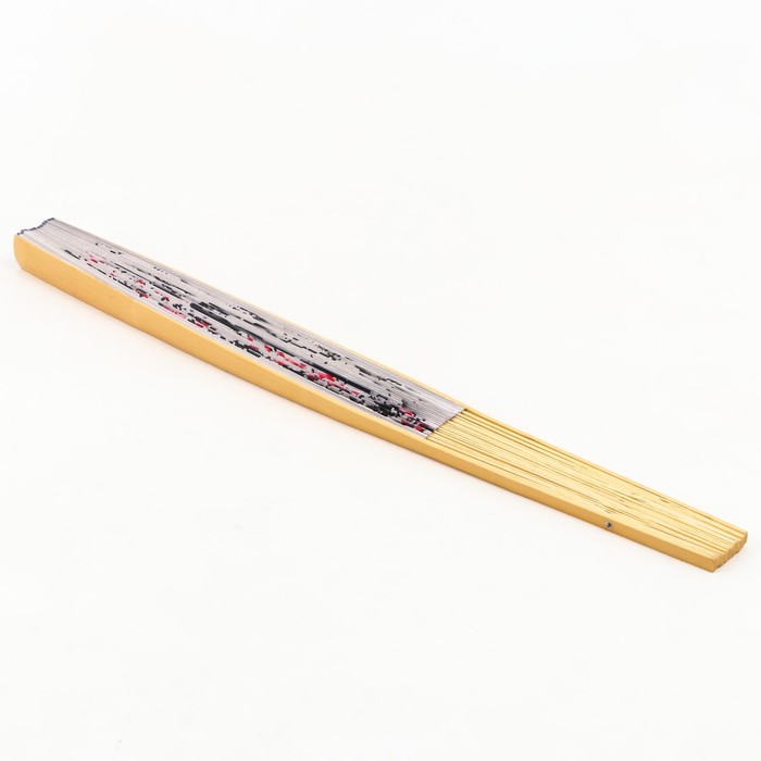 Веер бамбук, текстиль h=120 см "Мустанги и сакура" белый - фото 1907423115