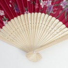 Веер бамбук, текстиль h=21 см "Цветы" с чехлом, бордовый - Фото 4