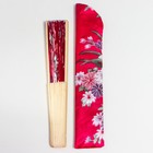 Веер бамбук, текстиль h=21 см "Цветы" с чехлом, бордовый - Фото 9