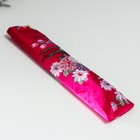 Веер бамбук, текстиль h=21 см "Цветы" с чехлом, бордовый - Фото 10