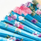 Веер бамбук, текстиль h=21 см "Цветы" с чехлом, голубой - Фото 4