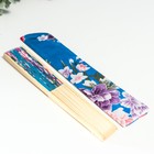 Веер бамбук, текстиль h=21 см "Цветы" с чехлом, голубой - Фото 7