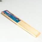 Веер бамбук, текстиль h=21 см "Цветы" с чехлом, голубой - Фото 8