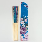 Веер бамбук, текстиль h=21 см "Цветы" с чехлом, голубой - Фото 9