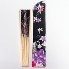 Веер бамбук, текстиль h=21 см "Цветы" с чехлом, чёрный - Фото 9
