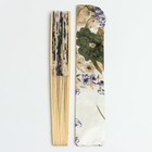 Веер бамбук, текстиль h=21 см "Цветы" с чехлом, бежевый - Фото 6