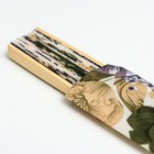 Веер бамбук, текстиль h=21 см "Цветы" с чехлом, бежевый - Фото 8