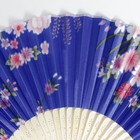 Веер бамбук, текстиль h=21 см "Цветы" с чехлом, синий - фото 8066792