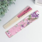 Веер бамбук, текстиль h=21 см "Цветы" с чехлом, розовый - Фото 5