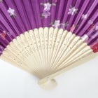Веер бамбук, текстиль h=21 см "Цветы" с чехлом, фиолетовый - фото 8066813