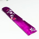 Веер бамбук, текстиль h=21 см "Цветы" с чехлом, фиолетовый - фото 8066819