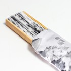 Веер бамбук, текстиль h=21 см "Цветы" с чехлом, чёрно-белый - Фото 8