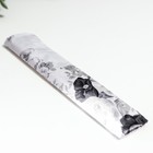 Веер бамбук, текстиль h=21 см "Цветы" с чехлом, чёрно-белый - Фото 9
