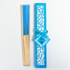 Веер бамбук, текстиль h=21 см "Моноцвет" в коробке, голубой - Фото 7