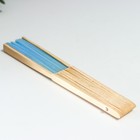 Веер бамбук, текстиль h=21 см "Моноцвет" в коробке, нежно голубой - Фото 6