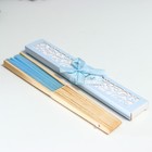 Веер бамбук, текстиль h=21 см "Моноцвет" в коробке, нежно голубой - Фото 7