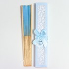 Веер бамбук, текстиль h=21 см "Моноцвет" в коробке, нежно голубой - Фото 8